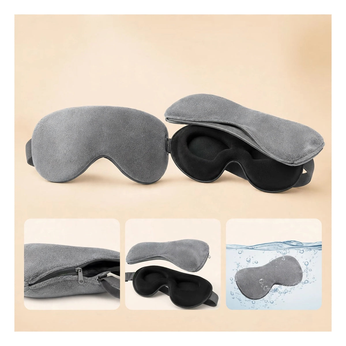 Heated Sleep Mask - Cordless Eye Mask - 3 Heat Levels - 1000mAh - Eye Relaxation