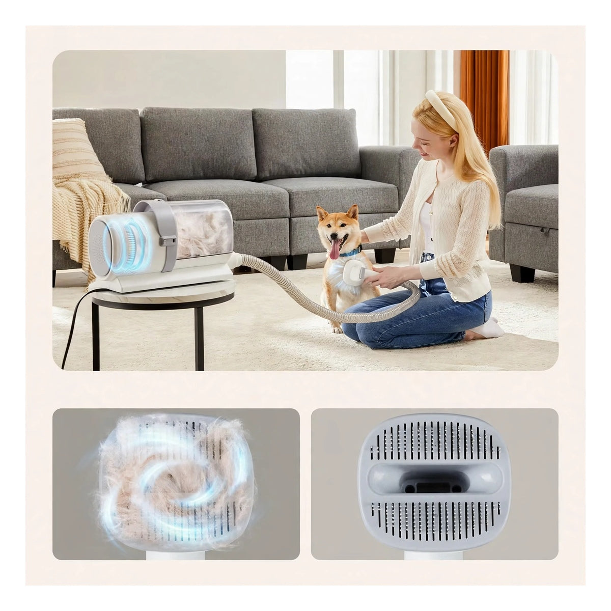 Grooming Vacuum 5-in-1 - 10000Pa Strong Suction - Professional Clippers for Dogs Cats and Other Animals
