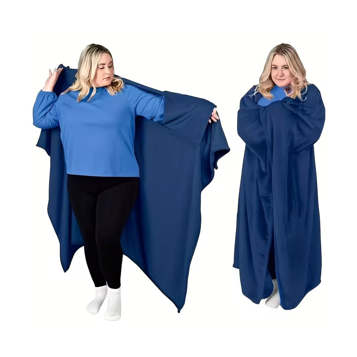 Wearable Blanket with Sleeves - Oversized Plus Size Fleece - One Size