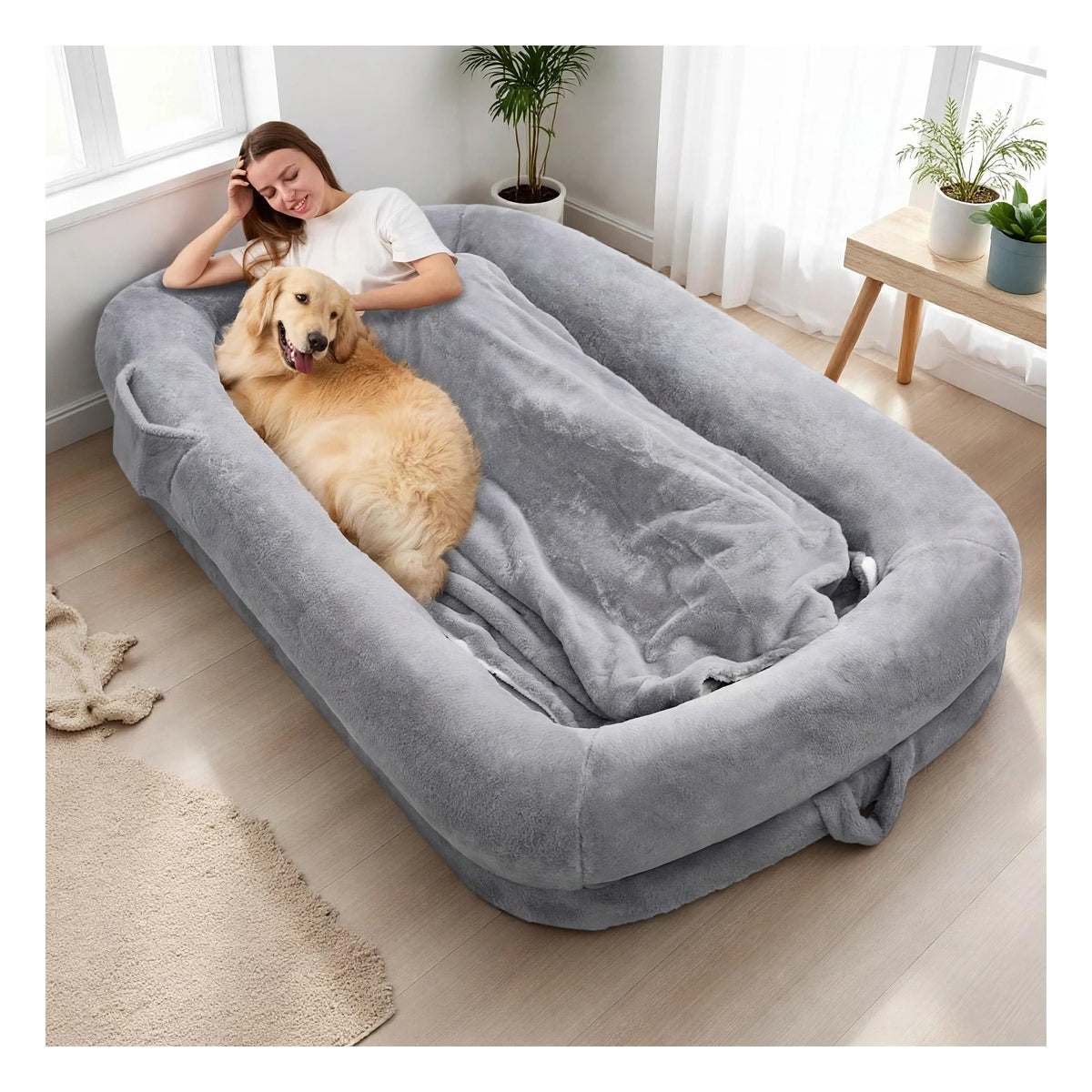 Human Dog Bed 76x46x10 - Comfy Human Size Dog Bed - High Density Memory Foam - Machine Washable Cover - Non-Slip Bottom