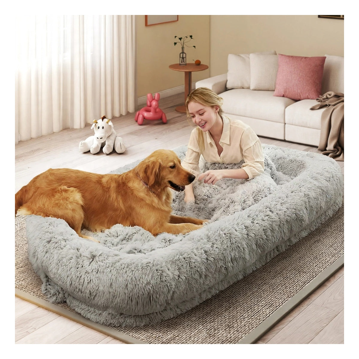Human Dog Bed 76x46x10 - Comfy Human Size Dog Bed - High Density Memory Foam - Machine Washable Cover - Non-Slip Bottom