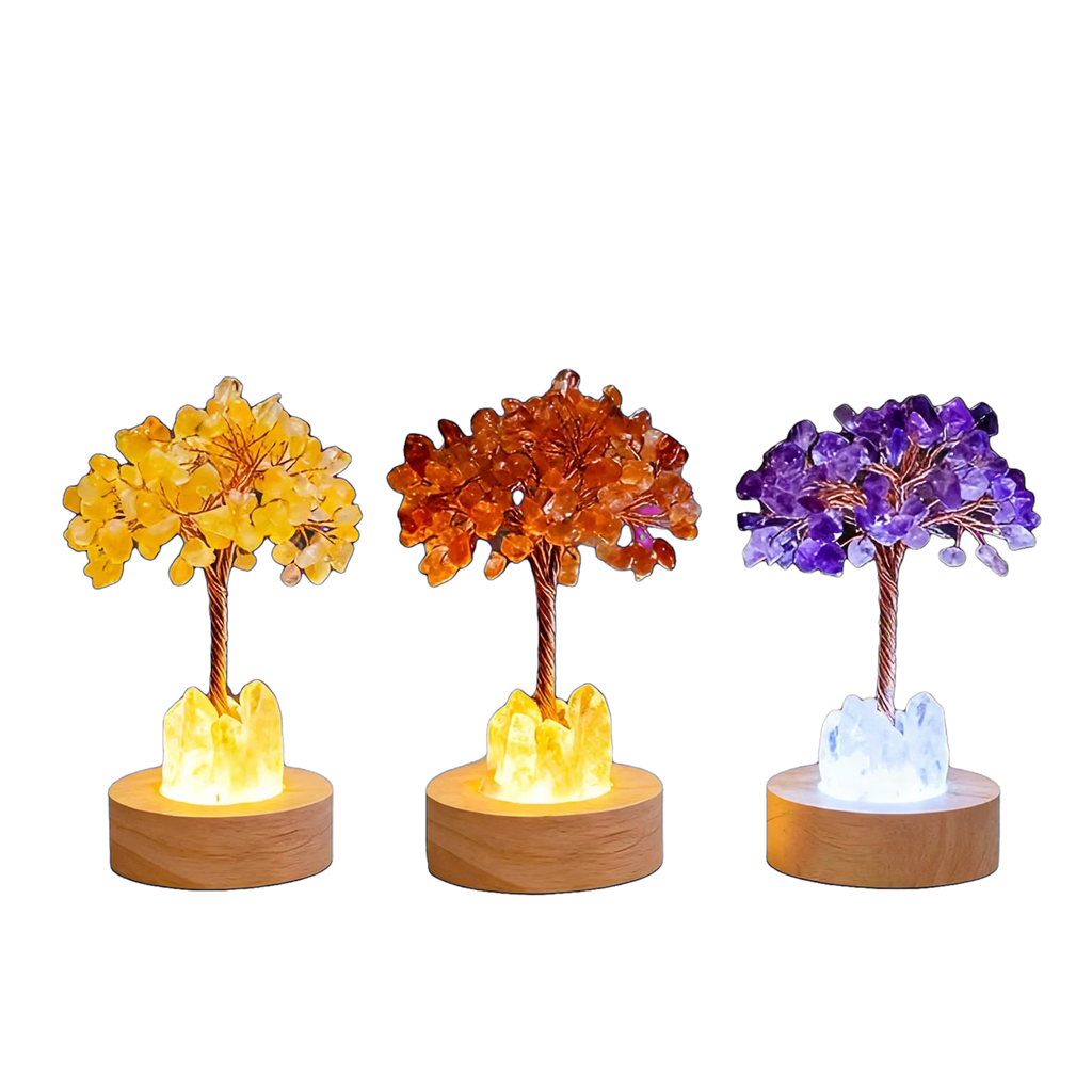 Joy and Abundance Light-Up Crystal Tree Lamp - Citrine Money Tree with LED Lights