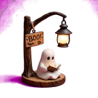 Halloween Ghost Lamp - Cute BOO Ghost Reading Book Table Lamp with Lantern