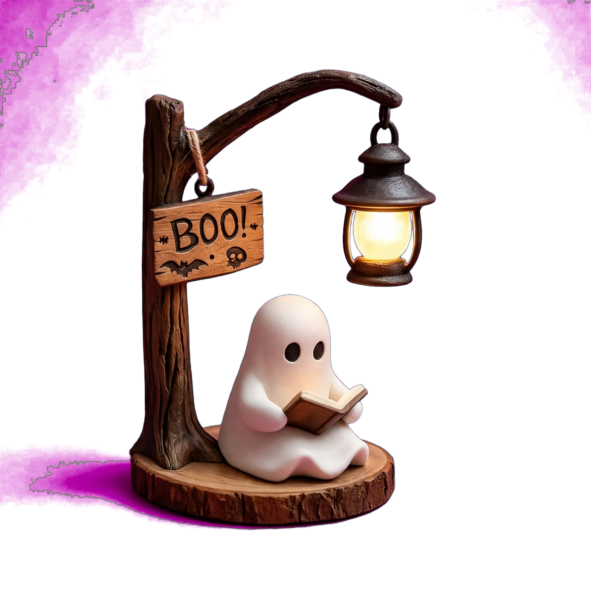 Halloween Ghost Lamp - Cute BOO Ghost Reading Book Table Lamp with Lantern