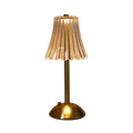 Gold Crystal Table Lamp - Ribbed Glass Table Lamp with Brass Base, Rechargeable