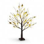 Lighted Tree Lamp - Golden Leaf Table Lamp with Warm LED Lights, USB/Battery Powered