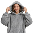 Plus-Size Oversized Hooded Blanket - Ultra Soft Reversible Sherpa Hoodie with Pocket - One Size