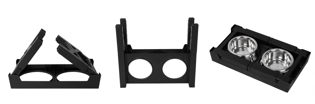Adjustable Elevated Dog Bowls Stand - 5 Heights - Slow Feeder + Steel