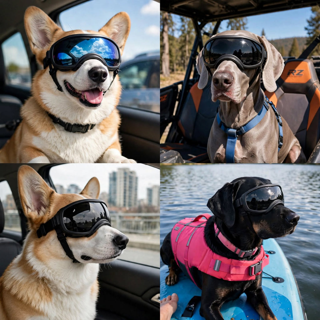 Dog Goggles - UV Protection - Windproof Dustproof - Adjustable - Black