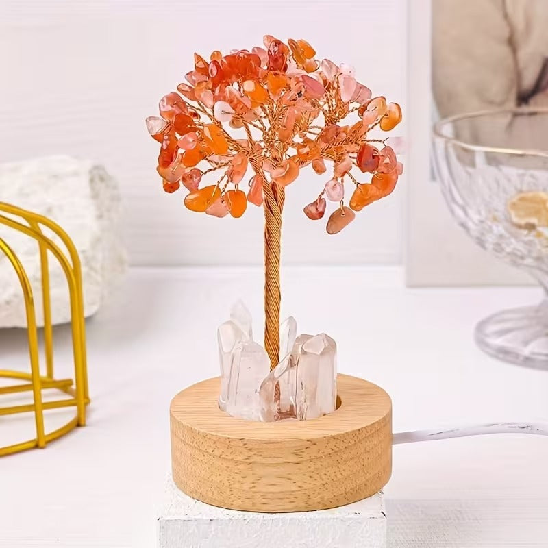 Joy and Abundance Light-Up Crystal Tree Lamp - Citrine Money Tree with LED Lights
