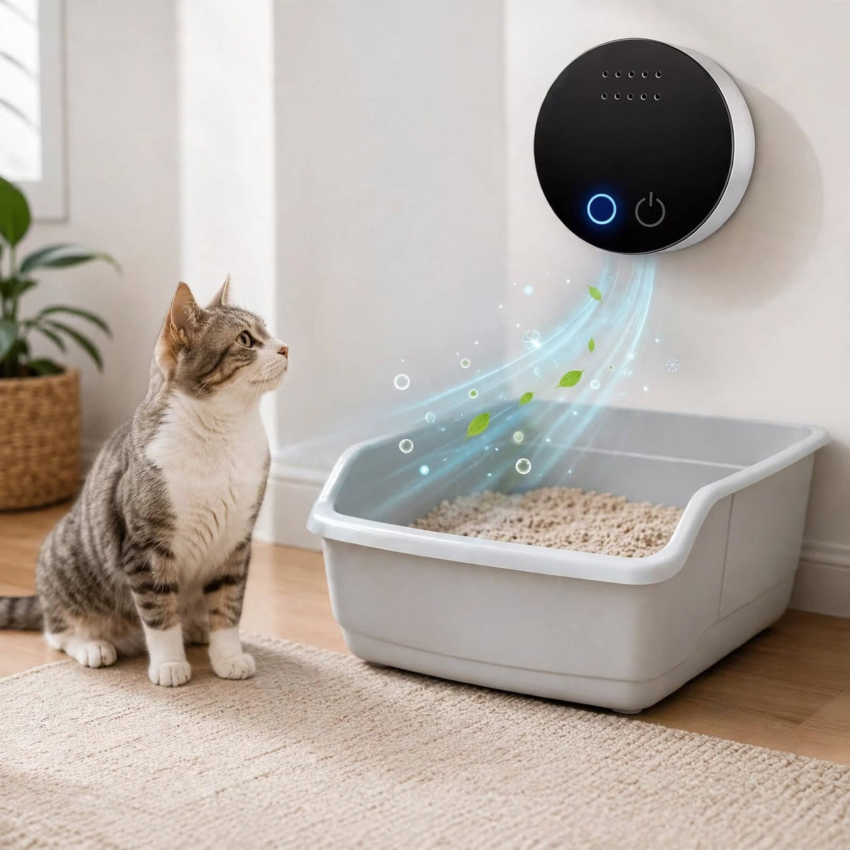 Pet Odor Eliminator Device - For Litter Box, Bathroom, Trash Can