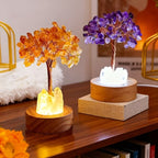 Joy and Abundance Light-Up Crystal Tree Lamp - Citrine Money Tree with LED Lights