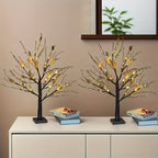 Lighted Tree Lamp - Golden Leaf Table Lamp with Warm LED Lights, USB/Battery Powered