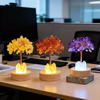 Joy and Abundance Light-Up Crystal Tree Lamp - Citrine Money Tree with LED Lights