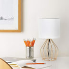Golden Table Lamp - Modern Bedside Lamp with Hollowed-Out Gold Base, Linen Shade