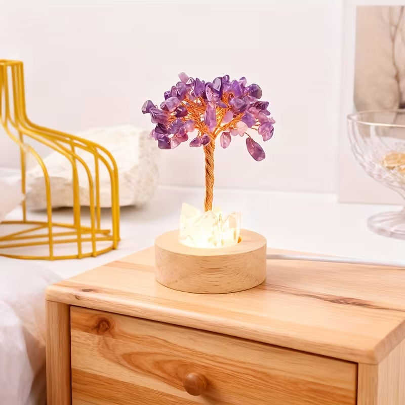 Joy and Abundance Light-Up Crystal Tree Lamp - Citrine Money Tree with LED Lights