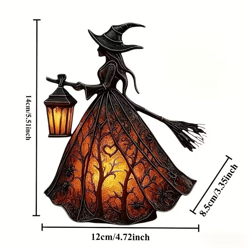 Halloween Witch Table Lamp Spooky Desk Decor Light