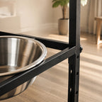 Adjustable Elevated Dog Bowls Stand - 2 Stainless Steel Bowls