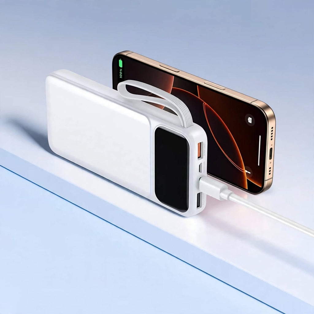 20000mAh Power Bank 20W Fast Charging - Built-in 4 Cables - USB-C
