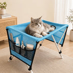 Pet Grooming Hammock With Stand - Foldable Mesh -  For Cats & Small Dogs