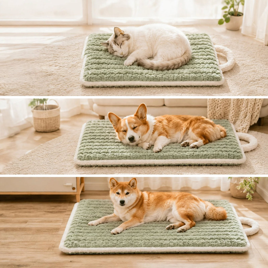 Machine Washable Dog Bed Mat - Plush Quilted - Portable