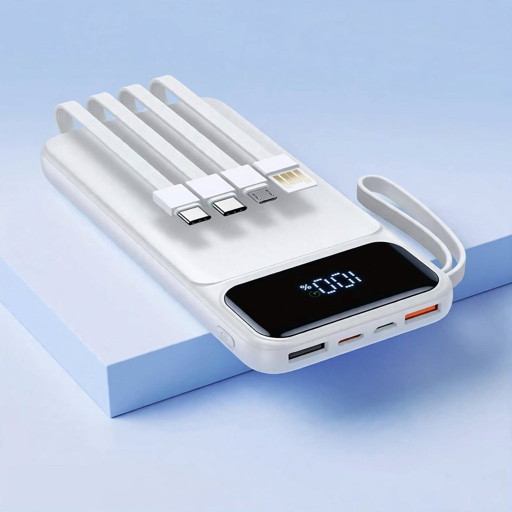 20000mAh Power Bank 20W Fast Charging - Built-in 4 Cables - USB-C