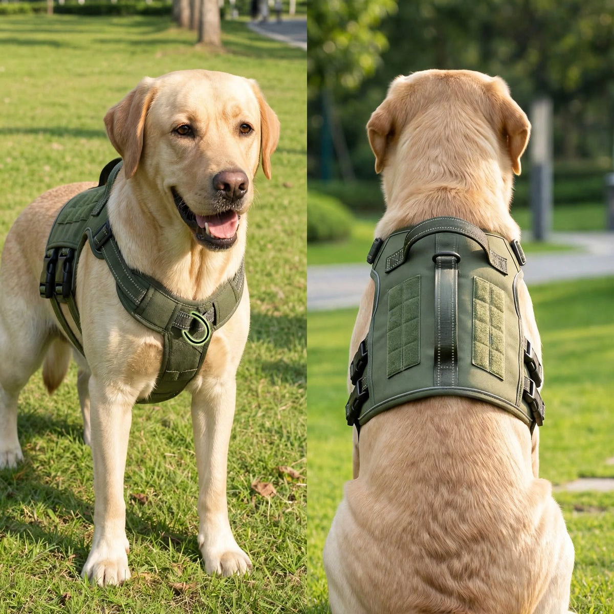 Tactical Dog Harness - No Pull Adjustable Reflective Vest - Large Dogs