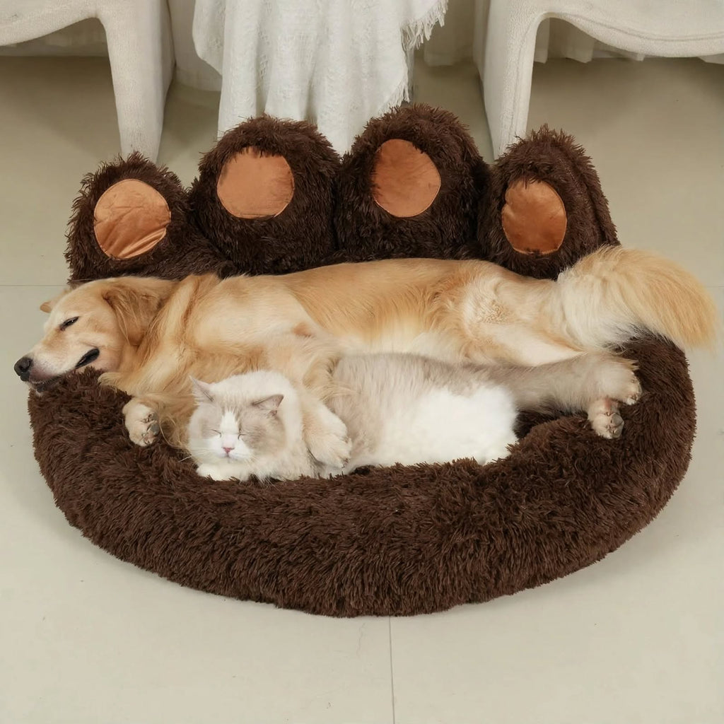 Coffee Bear Paw Pet Bed - Calming Donut - Dog & Cat Cuddler