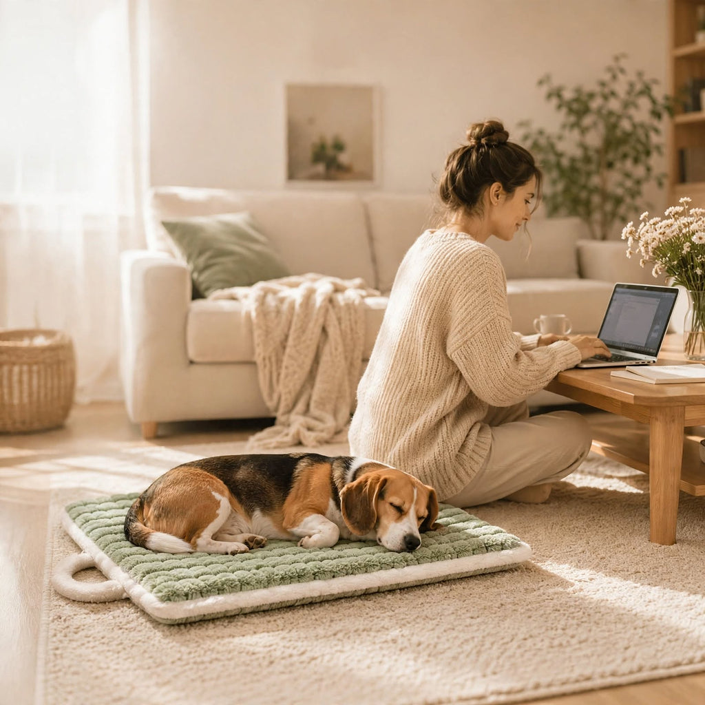 Machine Washable Dog Bed Mat - Plush Quilted - Portable