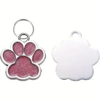Glitter Dog Paw ID Tag - Alloy - Paw Print Pendant - For Dog Collar