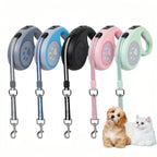 Retractable Dog Leash 3m - Paw Print Design - Automatic - For Small Dogs