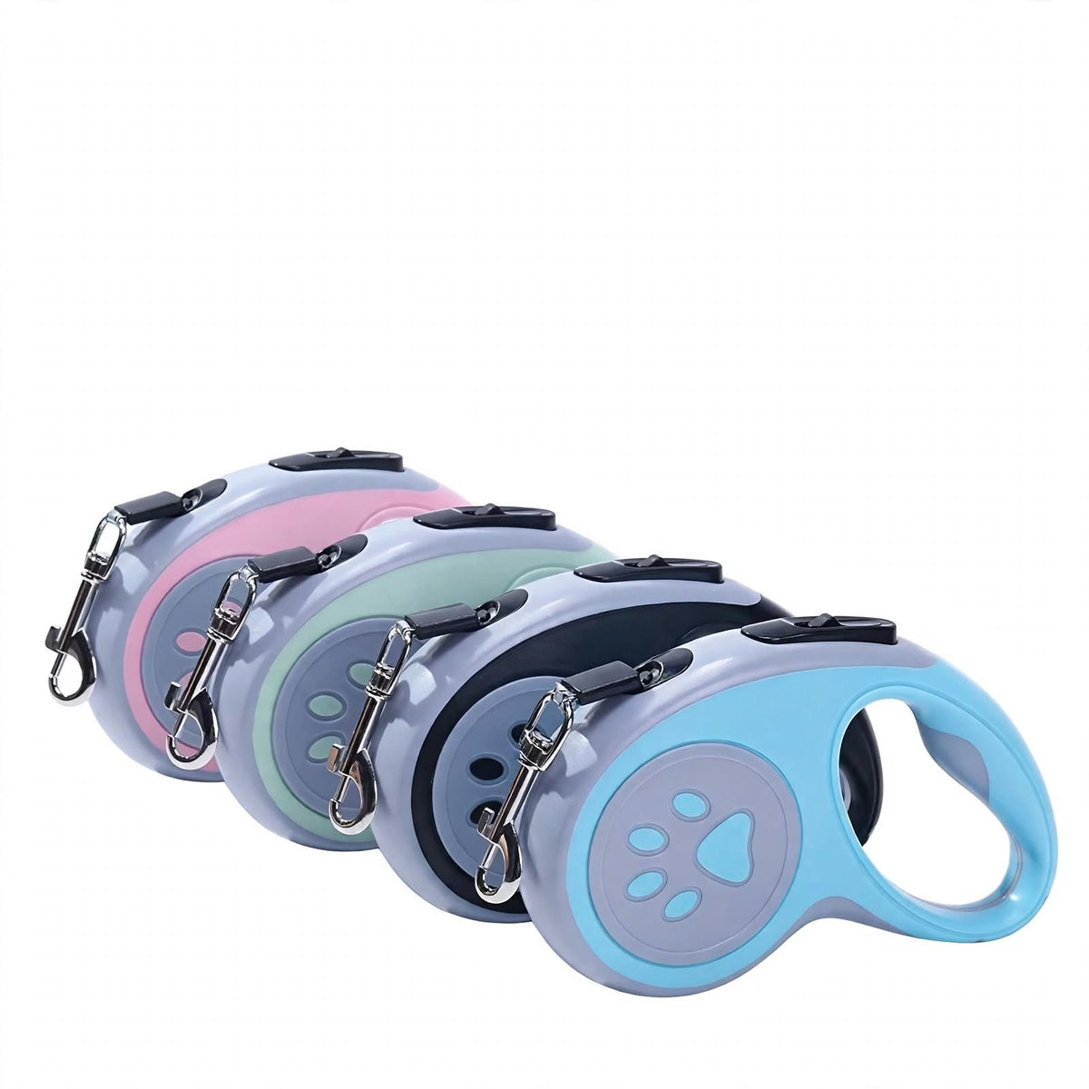 Retractable Dog Leash 3m - Paw Print Design - Automatic - For Small Dogs