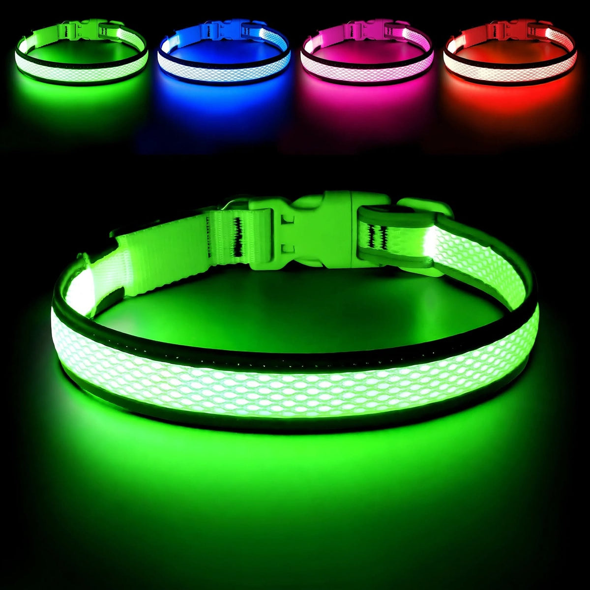 LED Dog Collar - Light Up - USB Rechargeable - Adjustable
