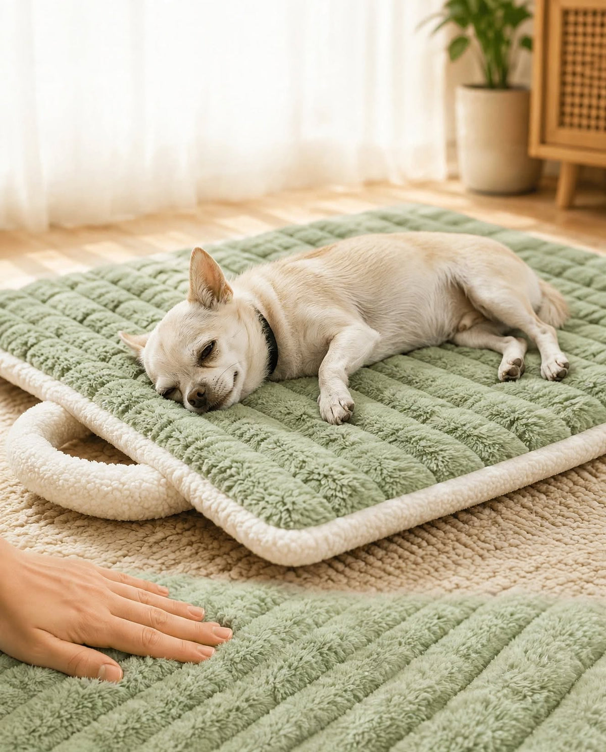 Machine Washable Dog Bed Mat - Plush Quilted - Portable