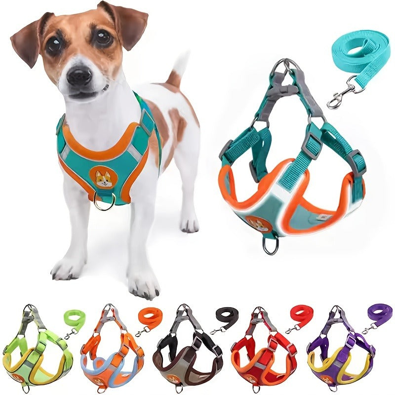 Reflective Dog Harness and Leash Set - Adjustable Breathable Vest