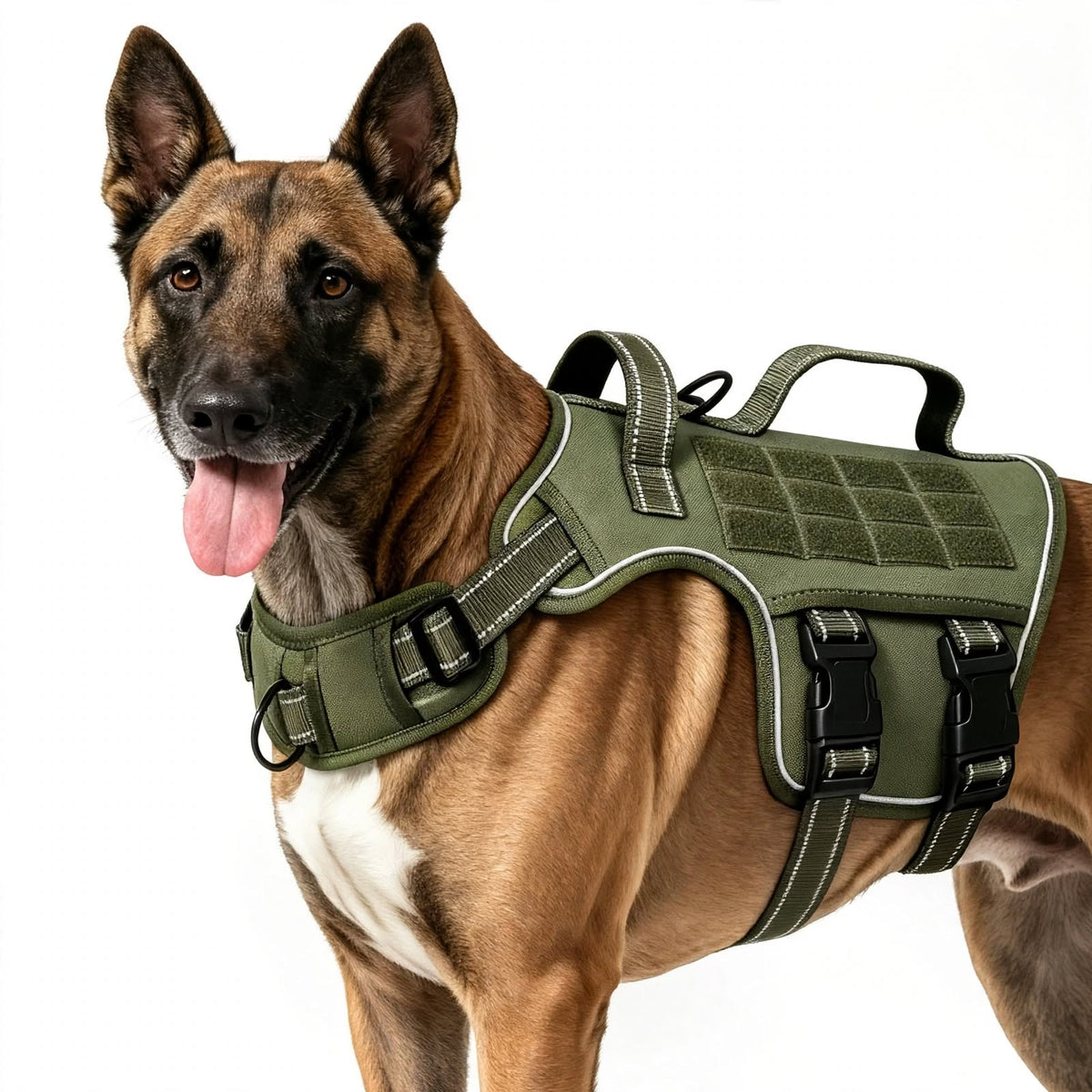 Tactical Dog Harness - No Pull Adjustable Reflective Vest - Large Dogs