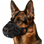 Soft Silicone Dog Muzzle - Adjustable Basket - Breathable - Black