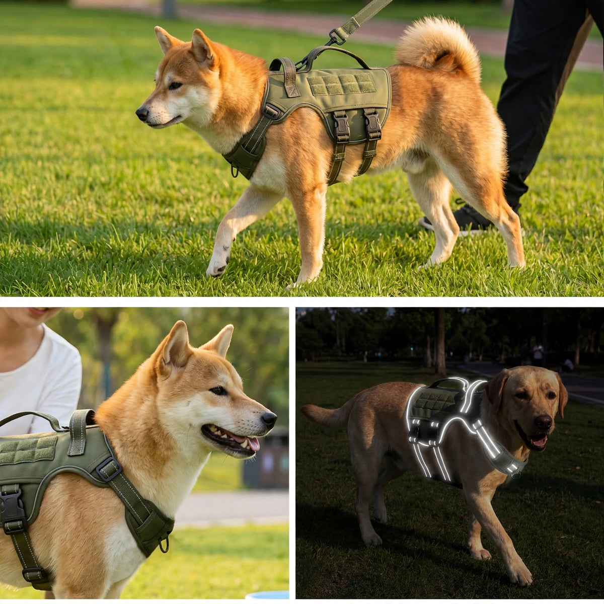 Tactical Dog Harness - No Pull Adjustable Reflective Vest - Large Dogs