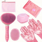 6pcs Pet Grooming Kit - Brush, Towel, Gloves - Dog & Cat