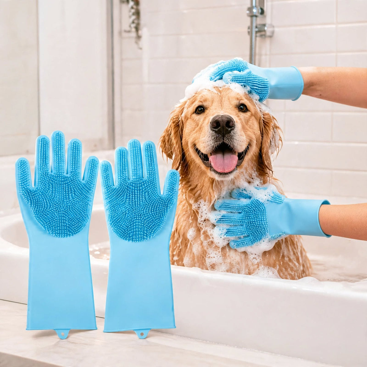 6pcs Pet Grooming Kit - Brush, Towel, Gloves - Dog & Cat