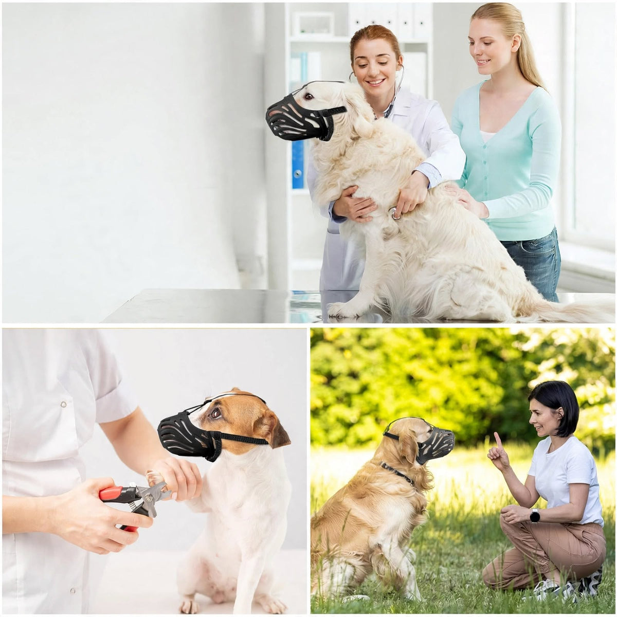 Soft Silicone Dog Muzzle - Adjustable Basket - Breathable - Black