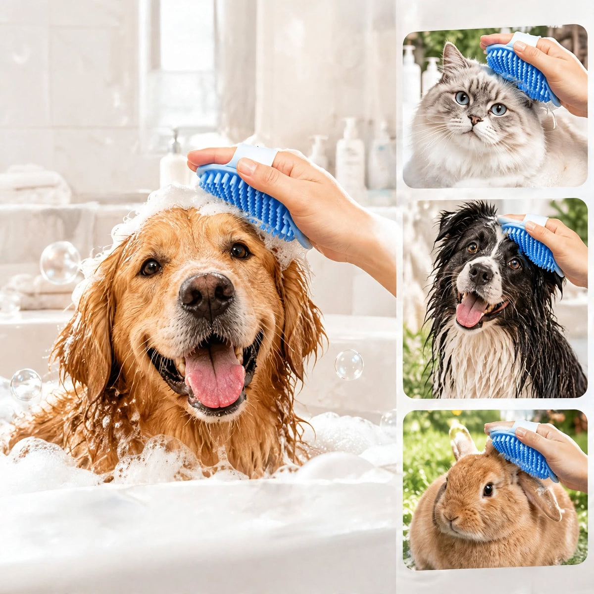 6pcs Pet Grooming Kit - Brush, Towel, Gloves - Dog & Cat