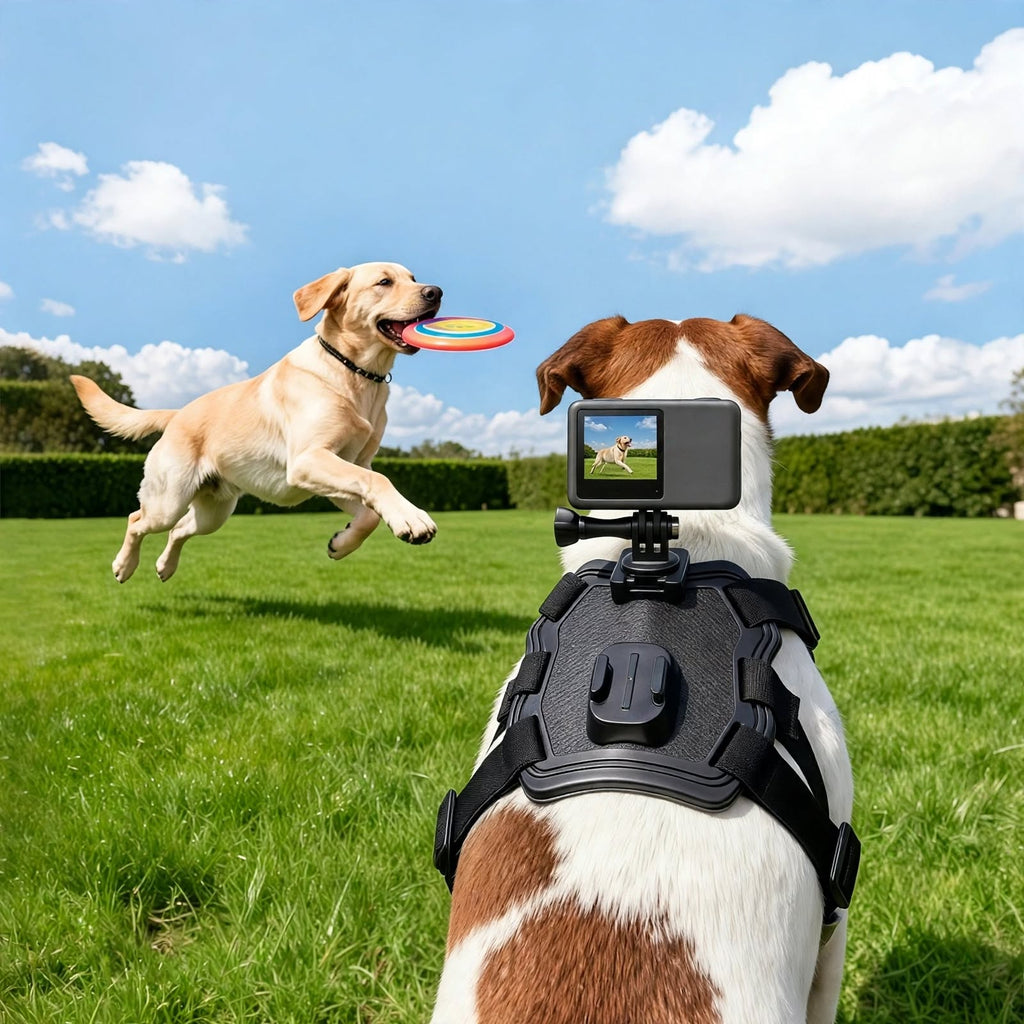 Dog Camera Mount Harness - Adjustable - Dual POV - For Small Large Dogs