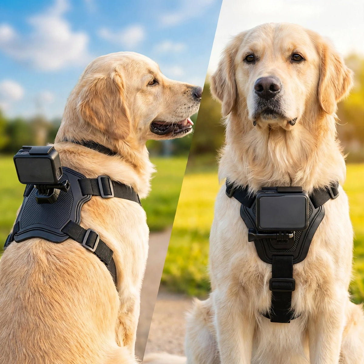 Dog Camera Mount Harness - Adjustable - Dual POV - For Small Large Dogs