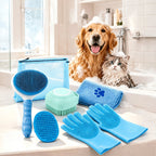 6pcs Pet Grooming Kit - Brush, Towel, Gloves - Dog & Cat