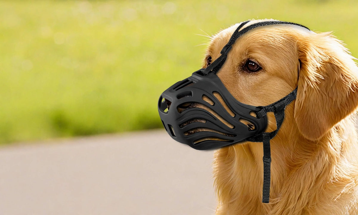 Soft Silicone Dog Muzzle - Adjustable Basket - Breathable - Black
