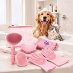 6pcs Pet Grooming Kit - Brush, Towel, Gloves - Dog & Cat