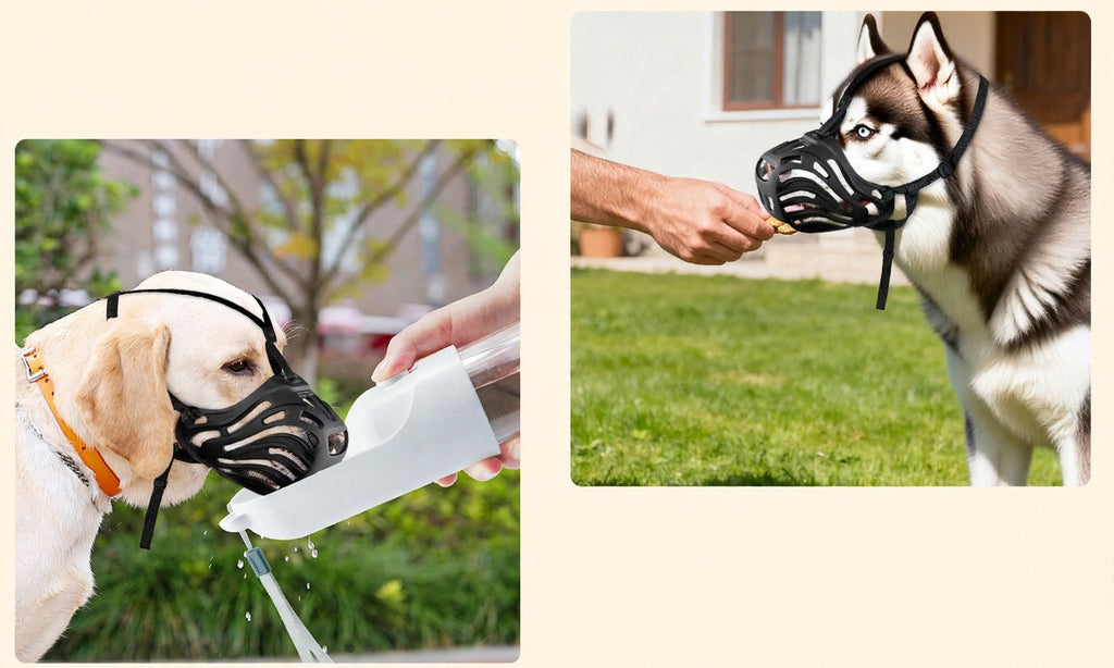 Soft Silicone Dog Muzzle - Adjustable Basket - Breathable - Black