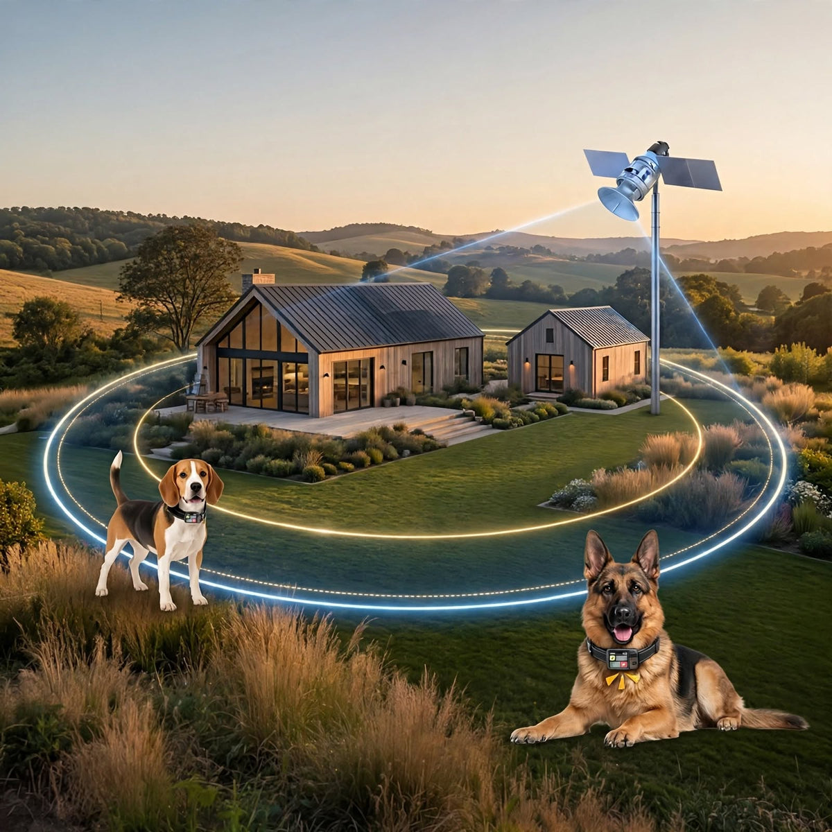 GPS Wireless Dog Fence - Adjustable Radius 49-6561 FT - No APP Needed