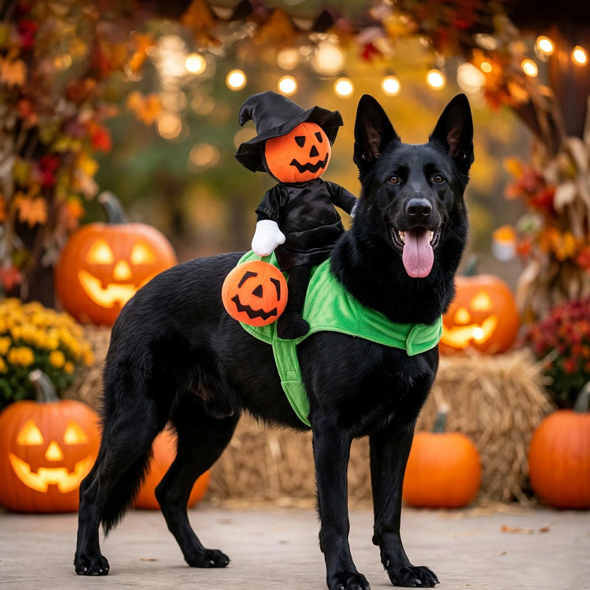 Funny Dog and cat Pumpkin Riding Costume - Pet Wizard Outfit - Halloween